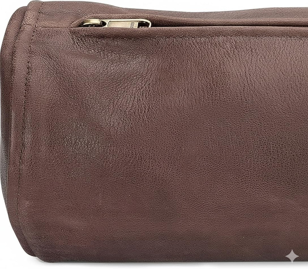 Leather Cylindrical Cushion Cover – 100% Lambskin Round Bolster Pillow Cover | Handmade Ergonomic Roll for Head, Neck & Back | Decorative Home & Sofa Accessory (14" x 6")