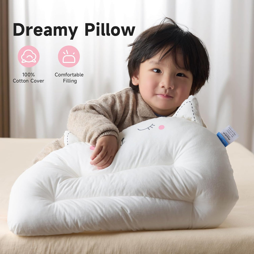 Choc chick Toddler Pillow,20X14inches Machine Washable Soft Hypoallergenic Kids Pillows,Child Cute Animal Perfect Toddler Pillows for Sleeping 2 Year Old (Cat)