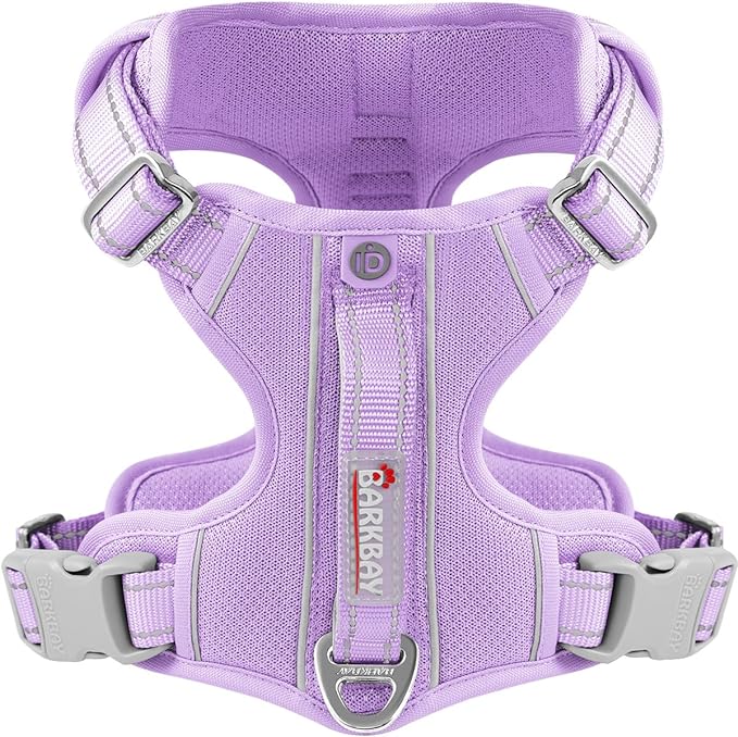 BARKBAY Dog Harness No Pull with ID Tag Pocket - Heavy Duty, Reflective, Easy Control for Large Dogs(Violet Purple,XL)