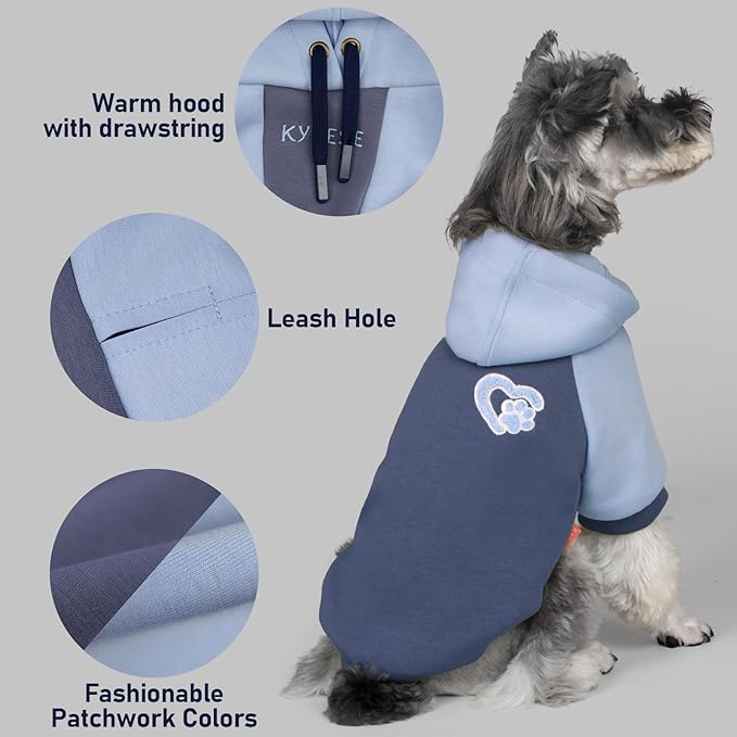 KYEESE Dog Hoodie Stretchy Cat Coat with Leash Hole Soft Dog Clothes for Small Dogs Pet Sweatshirt with Drawstring Dogs Winter Coat for Cold Weather Comfort Cat Sweater Warm Pet Clothes