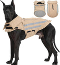 Dog Winter Coat Waterproof Dog Jacket with Harness Hole Reflective Windproof Fleece Snowsuit Turtleneck Hook & Loop Cold Weather Coats for Large Dogs Great Dane Doberman, Khaki 4XL