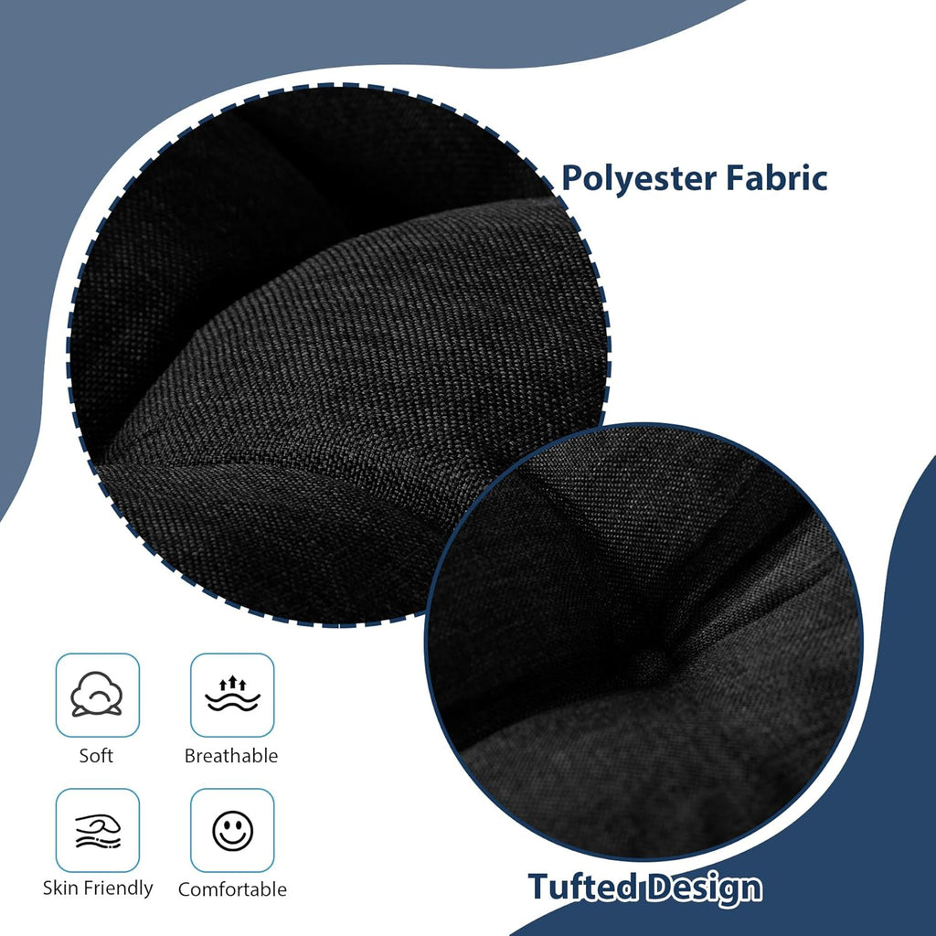 Chair Cushions for Dining Chairs, Seat Cushions for Kitchen Chairs, Indoor Seat Cushions with Ties, Tufted Foam Chair Pads, Non Slip Chair Cushions Set of 6, 15.5" x 15.5" x 4", Black