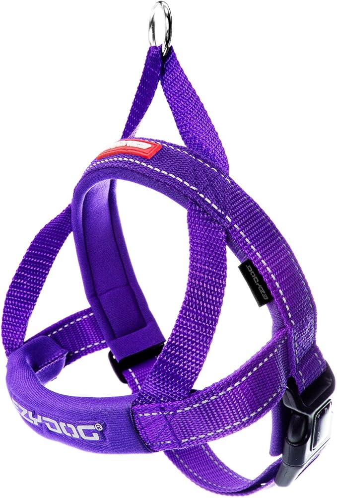 EzyDog Quick Fit Dog Harness – No Pull Harness for Training, Everyday Walking, and Easy Control - Adjustable Fit, Reflective, and Padded (XX-Small, Purple)