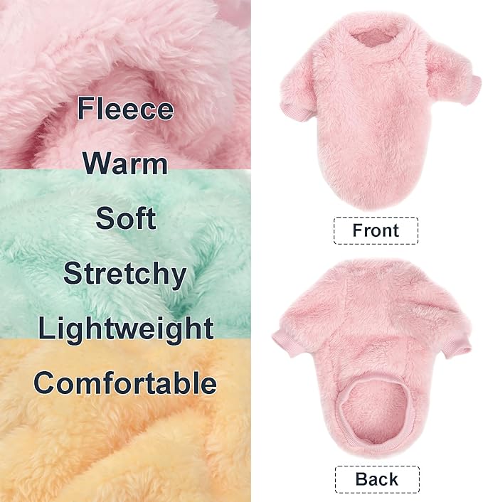 Dog Sweater, 3 Pack Dog Sweaters for Small Dogs, Dog Clothes for Small Dogs Girl Boy, Ultra Soft and Warm Puppy Sweater Dog Coat for Winter Christmas (Lt Pink+Lt Green+Lt Yellow, XX-Large)