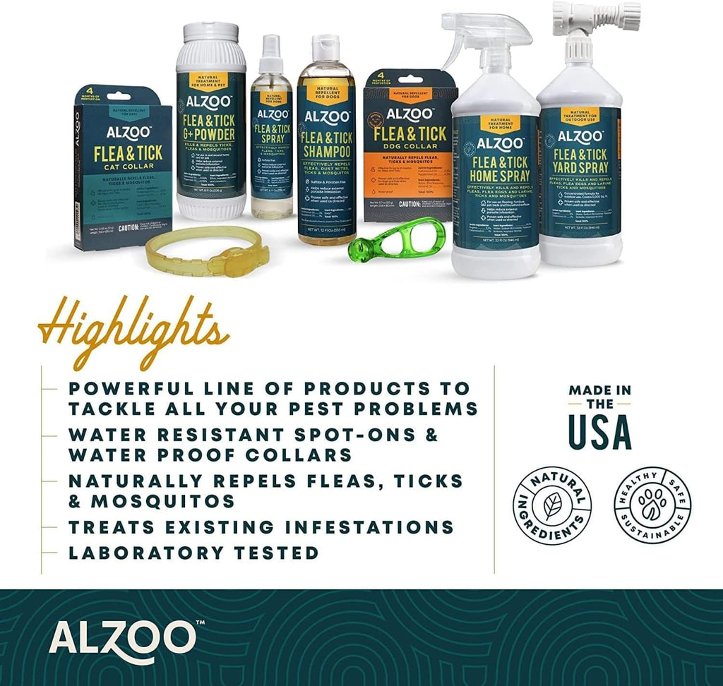 ALZOO Natural Flea & Tick Dog Collar - Helps Repel Fleas, Ticks & Mosquitoes - 100% Plant-Based Active Ingredients - Waterproof - Up to 4 Months Protection - Small-Sized Dogs: 15 lbs & Under - Single