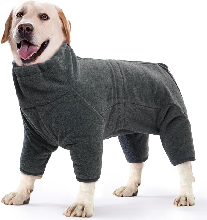 ROZKITCH XL Dog Pajamas, Pet Windproof Warm Cold Weather Jacket Vest Cozy Jumpsuit Apparel Outfit Clothes for Small Medium Large Dog Walking Hiking Sleep Grey XL