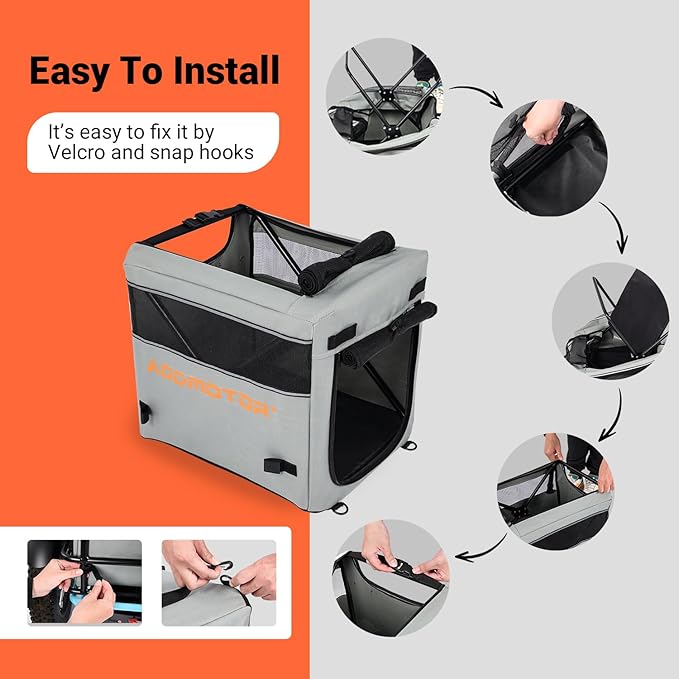 Addmotor Soft Sided Pet Carrier, Large Cat Carriers for Small Dogs Medium Large Cats up to 25 Lbs, Cat Carrier Soft for 2 Cat with Mental Frame for E-Trike Basket, Waterproof 600D, Gray