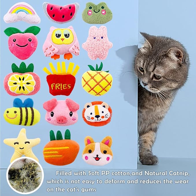 20 Pcs Catnip Toys for Indoor Cats Kittens Xmas Interactive Cat Dental Toy Kitty Plush Training Chewing Toys
