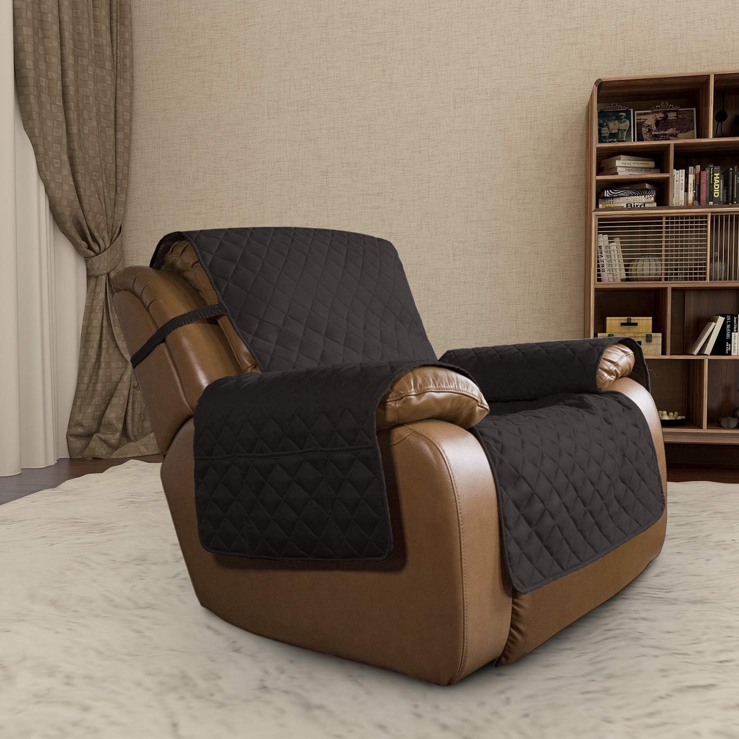 Easy-Going Oversized Recliner Chair Cover Reversible Sofa Cover Water Resistant Couch Cover Furniture Protector with Elastic Straps for Pets Kids Dog Cat (Oversized Recliner, Chocolate/Chocolate)