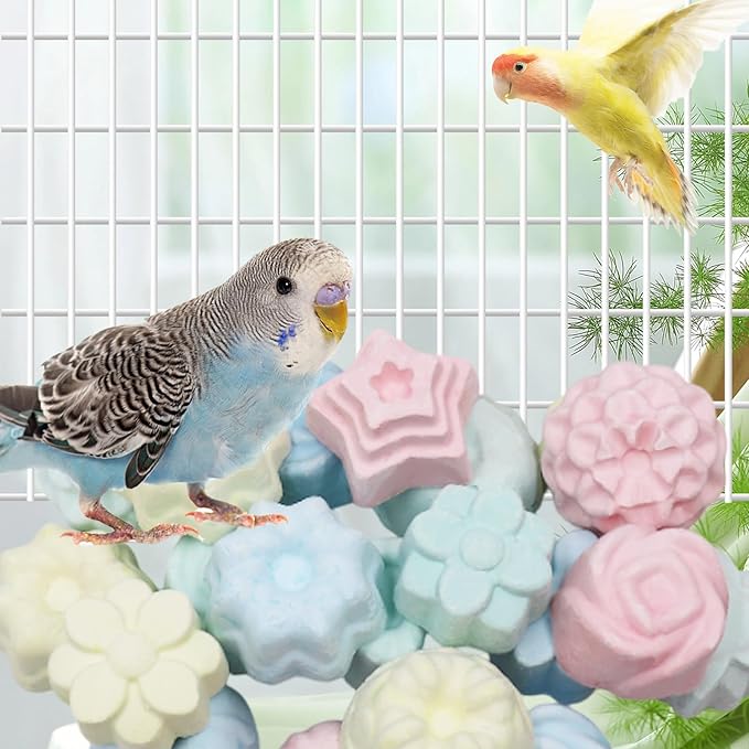 18 Pack Bird Beak Grinding Stone with Random Color and Shape, Bird Toys, Parrot Toys, Chew Toys for Budgies, Cockatiels, Lovebirds, Conures, Quakers, Parakeet, Caique, Small to Medium Bird