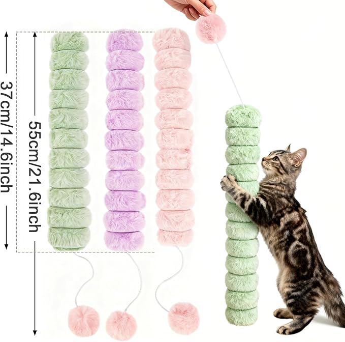 Cat Toy Pillows 3 Pack, Quiet Long Catnip Cat Kicker Toys for Indoor Cats, Interactive Kitten Toys, 14.6in/37cm