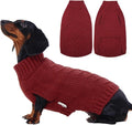 IECOii Thermal Knitted Dog Sweaters - Medium Dog Christmas Sweaters for Girls & Boys, Pug & Dachshund - Dark Red