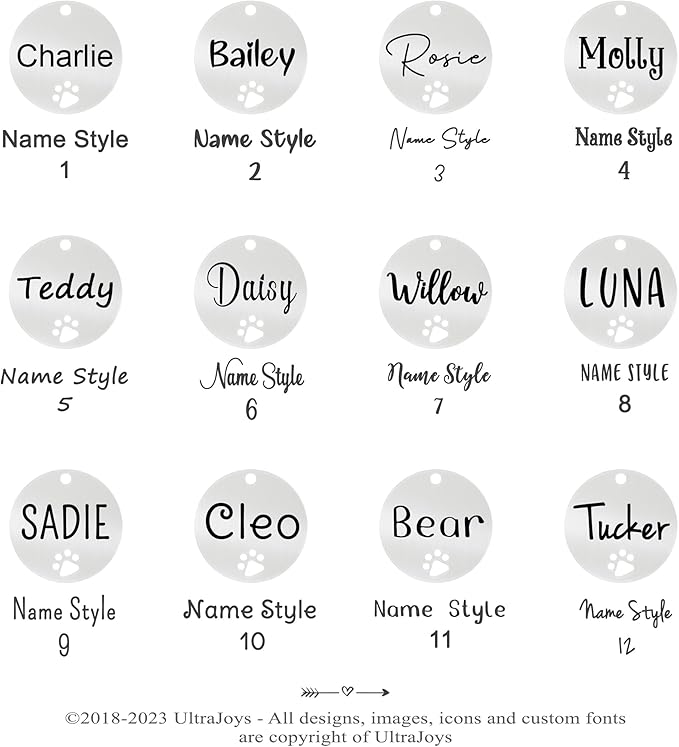 Ultra Joys Dog Tags Personalized for Pets - Hollow Paw Custom Pet ID Tag - Engraved Dog Tag for Small, Large Dogs - Small Round in Silver