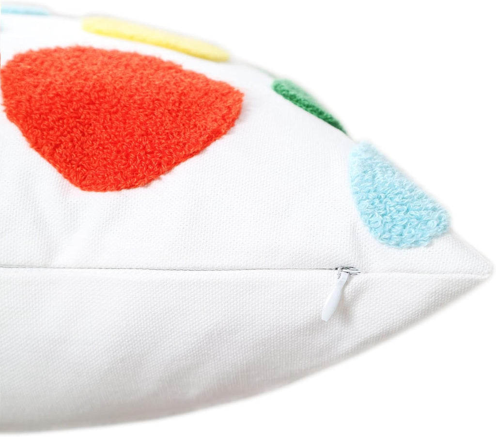 DECOBIRD Embroidery Throw Pillow Cover 18x18 Stone Home Decor Loop Embroidered Pillowcase Durable Cotton Canvas Square Pillow Case for Couch Sofa 45x45cm Cushion Cover, 1 Piece