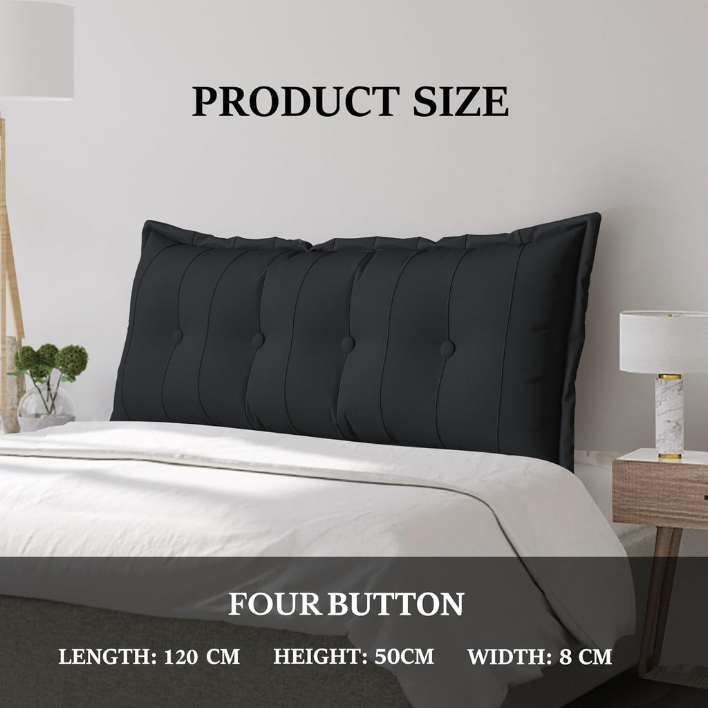 Large Bolster Reading Pillow King Backrest Positioning Support Pillow Daybed Cushion Headboard Pillows for Bed Bunk Sofa with Removable Cover, Black, 76x3x20 Inch
