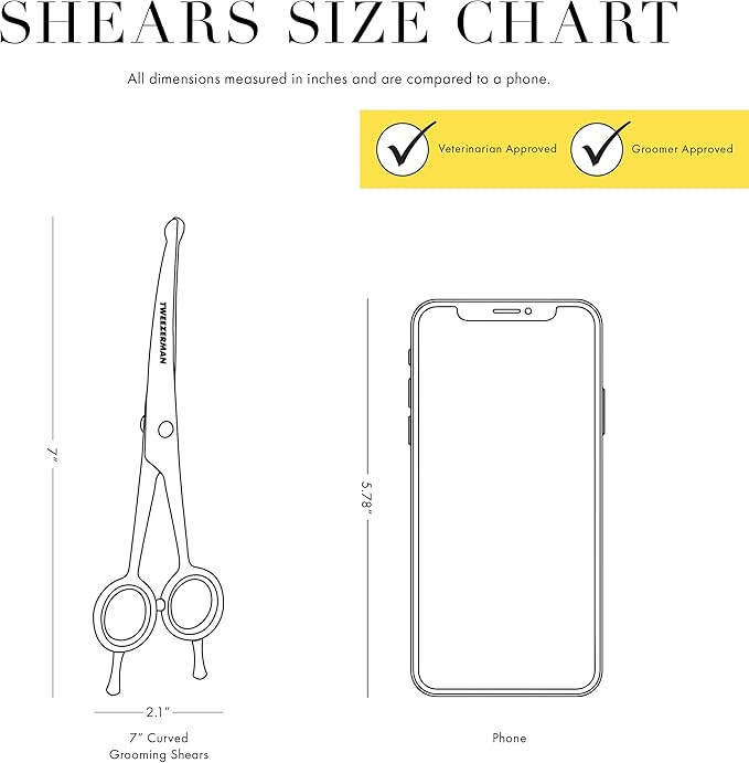 Tweezerman 7" Pet Grooming Scissors with Safety Round Tips, Professional Curved Grooming Shears for Dogs and Cats