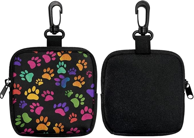 KEIAHUAN Paws Printing Dog Training Treat Pouch Hand Free Puppy Dog Treat Bag with Carabiner, Hands-Free Snack Pouch for Dogs Training, Walks & Outdoor Use