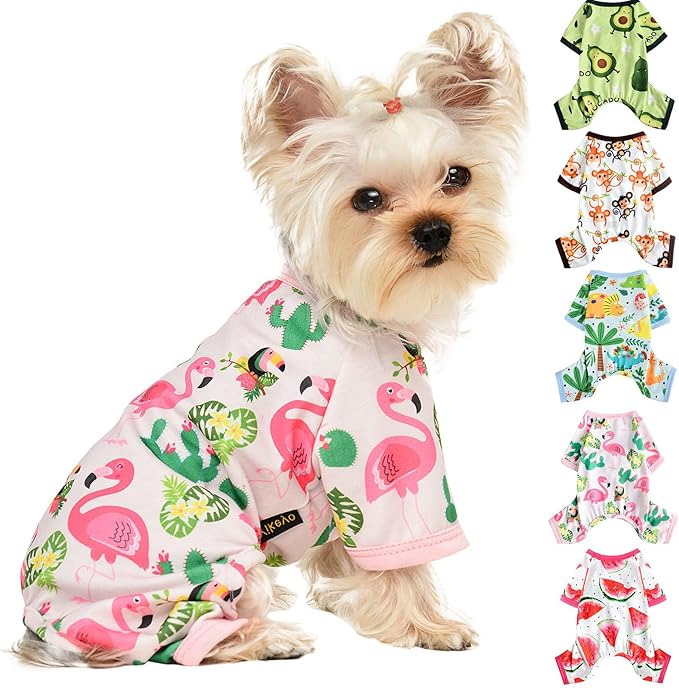 Dog Pajamas for Small Dogs Boy Girl, Dog Clothes Tiny Chihuahua Yorkie Spring Summer Shirt, Cute Puppy Outfit Pjs Jumpsuit Cat Onesie Apparel Pet Clothes