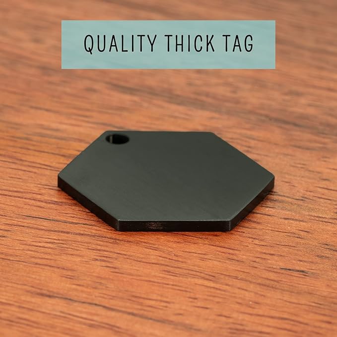 Ultra Joys Stainless Steel Personalized Dog & Cat Tags, Front & Back Engraving, Hexagon Mountain Design, Large