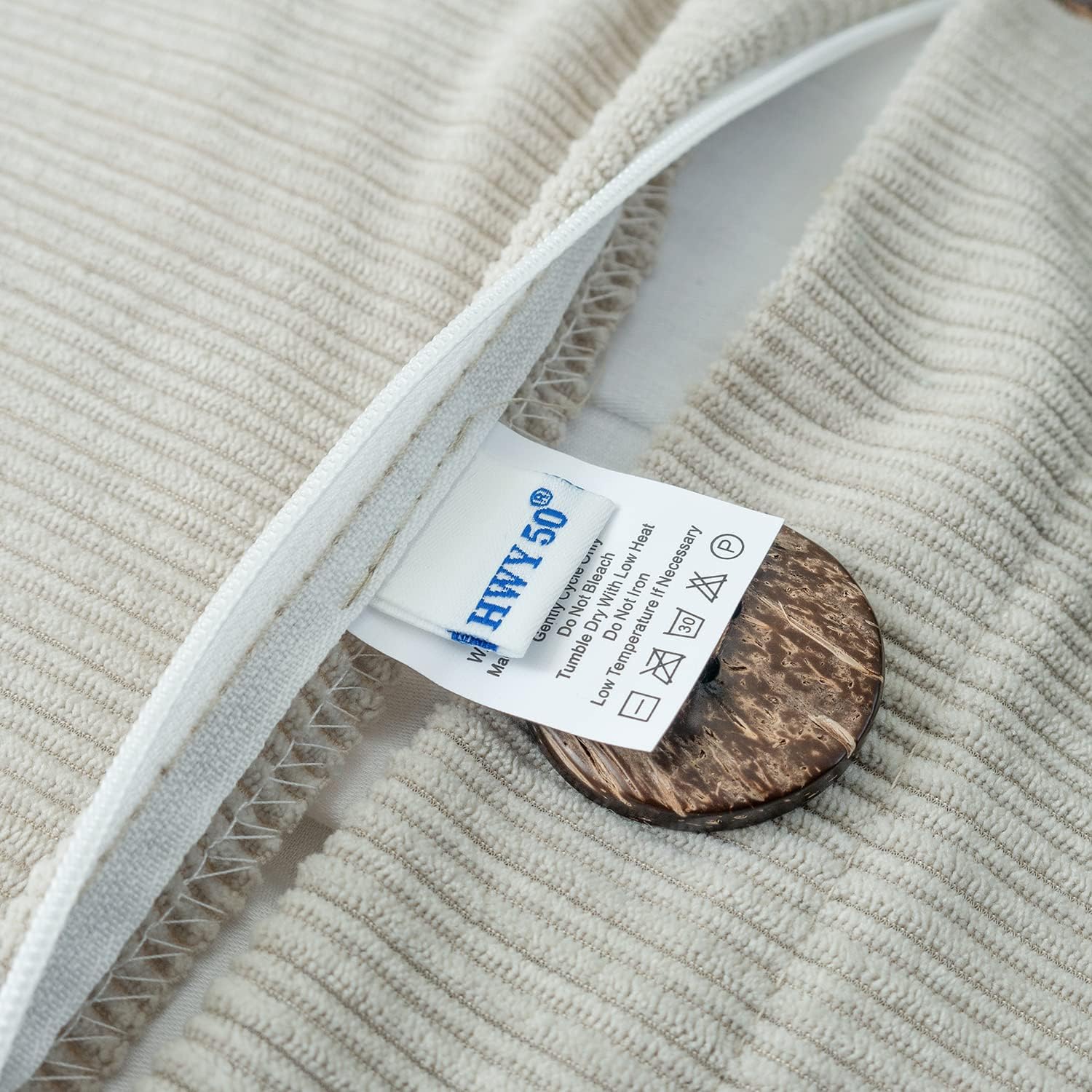 HWY 50 Light Grey Gray Chenille Throw Pillow Covers 12x20 Inch with Triple Buttons, Soft Farmhouse Accent Decorative Cushion Cases for Couch Sofa Living Room Pack of 2 Rectangle