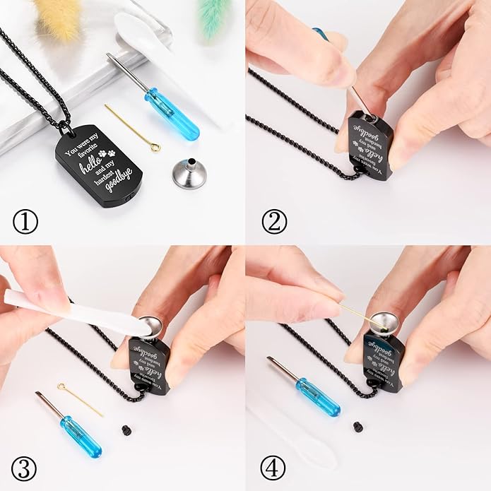 abooxiu Cremation Jewelry for Ashes Urn Necklace for Ashes Memorial Dog Ashes Necklace Cremation Necklace Pet Keepsake Necklace Pawprint Ashes Holde Necklace