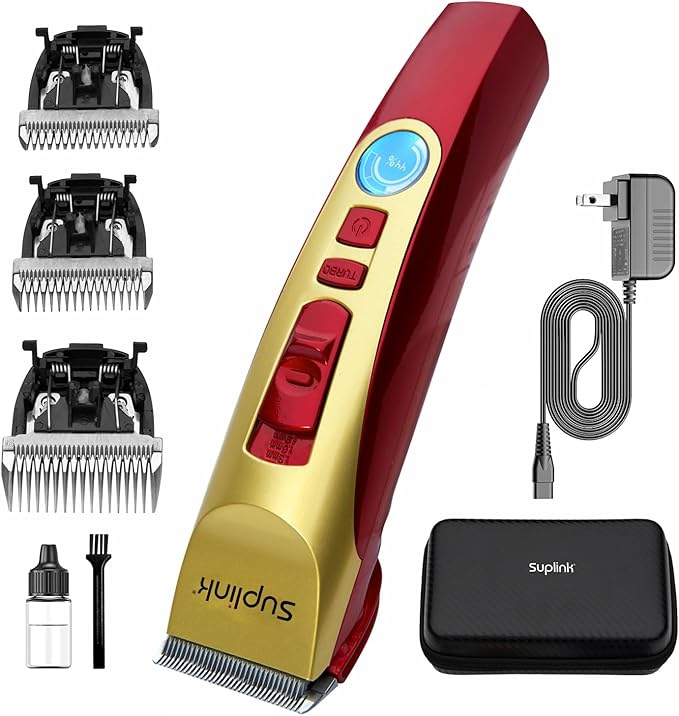 Dog Clippers for Grooming for Thick Heavy Coats/2-Speed Low Noise Rechargeable Cordless Pet Shaver with Stainless Steel 4 Blade for Dogs Pets and Animals