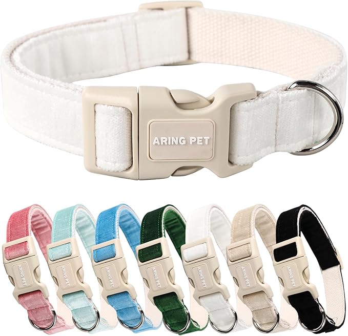 ARING PET White Dog Collar-Adjustable Small Dog Collars, Lightweight Cotton Wedding Pet Collars with Quick Release Buckle for Small Medium Large Dog