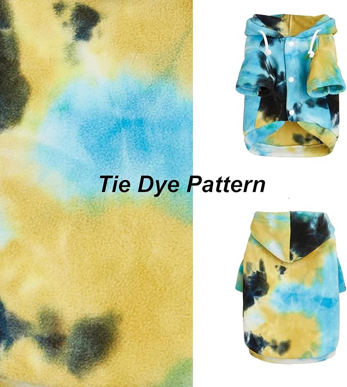 Mklhgty Tie Dye Dog Hoodie, Winter Coat for Small Dogs - Ultra-Soft Adjustable Warm Hood, Breathable Comfort Fabric for Daily Use