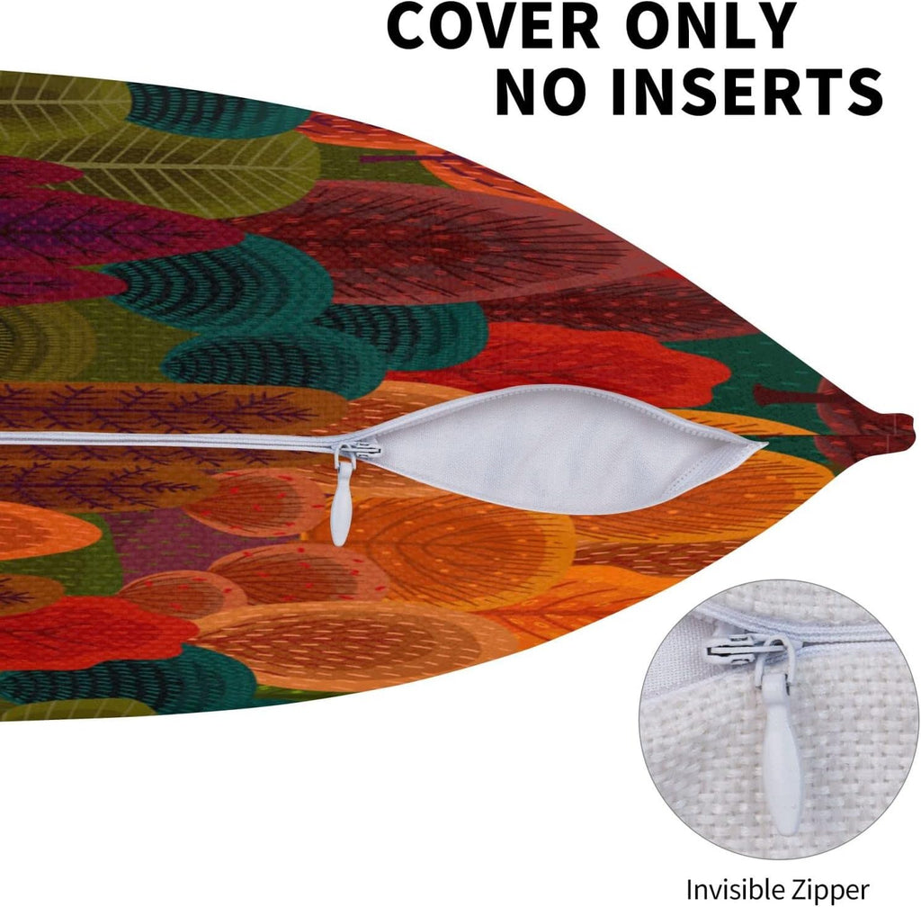 bassyil Fall Forest Throw Pillow Covers Decorative Linen Pillow Cases Set of 2 Square Cushion Cover for Couch Sofa Bedroom Patio 18x18 Inch