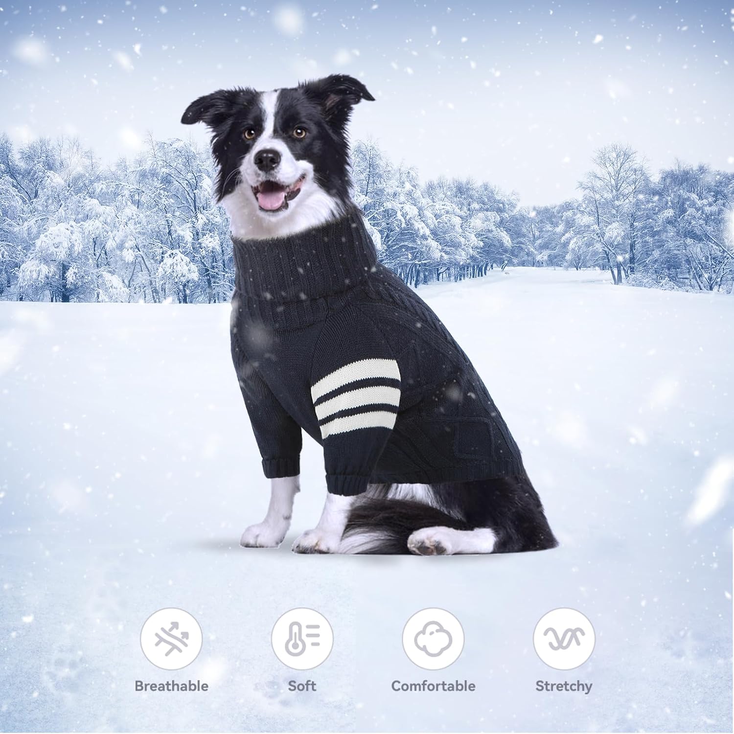 Classic Turtleneck Dog Knitwear Pullover Sweater for Small to Large Dogs - Blue X-Large