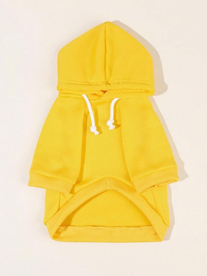 QWINEE Basic Dog Hoodie Sweatshirt Puppy Sweater Warm Cat Costumes Pet Clothes for Chihuahua Puppy Kitten Small Medium Dogs Yellow Medium