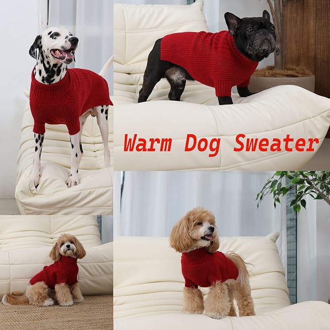 Large Dog Sweater, Soft Dog Sweater Short Sleeves, Turtleneck Sweaters for Dogs Outdoor Playing, Christmas Winter Warm Cold Sweatshirts, Solid Color