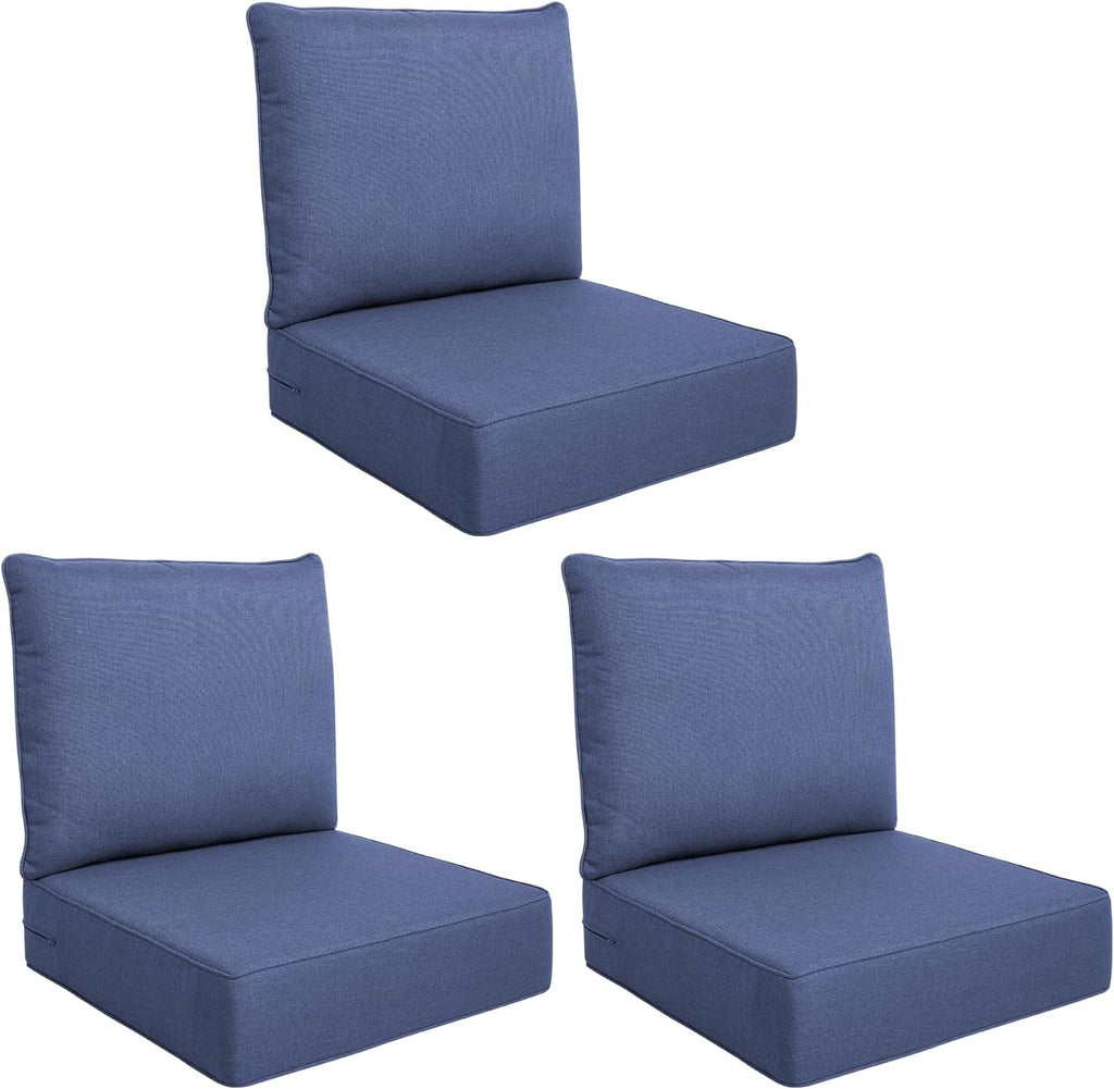 Luxury Outdoor Seat Cushion Set-24 x 24 x 6 Inch Outdoor Chair Cushions Set of 2 with Water Resistant & Removable Cover Outdoor Cushions for Patio Furniture Chair Sofa Couch