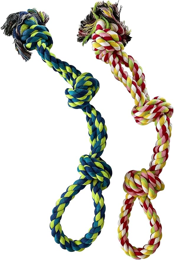 Pup Quartet Dog Rope Toy for Aggressive Chewers 2-Pack Tug of War Dog Toy with Thick Knots Heavy Duty Rope Toys for Dogs – Indestructible Rop Chew Toys for Medium & Large Dogs