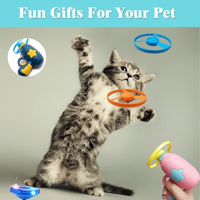 Cat Fetch Toy, Interactive Flying Cat Toy with 20 Propellers, Kitten Tracks Toy for Training Hunting Chasing