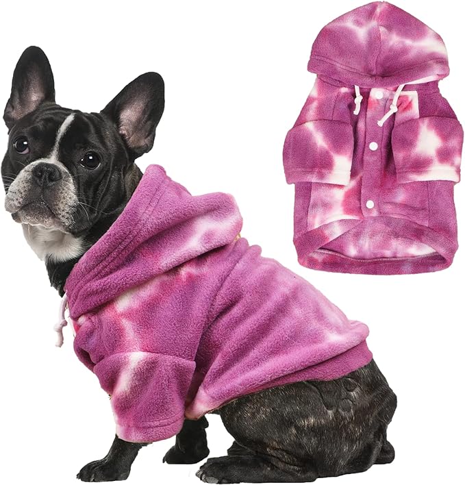 Mklhgty Tie Dye Dog Hoodie, Winter Coat for Small Dogs - Ultra-Soft Adjustable Warm Hood, Breathable Comfort Fabric for Daily Use
