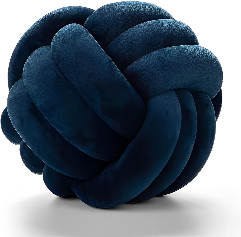Knot Ball Pillows, Round Throw Pillow Cushion Home Decoration Soft Plush Pillow, Throw Knotted Ball Pillow Handmade Children Room Decoration Round Plush Toy Pillow (Dark Blue,11"/28cm)