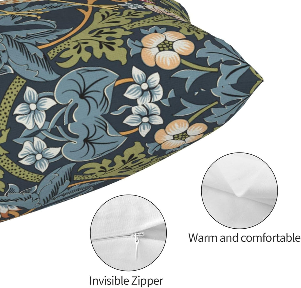 William Morris Vintage Floral Bird Strawberry Thief 20x12 inches Pillow Cover, Outdoor Farmhouse Pillow Cover Home Decor for Couch Sofa