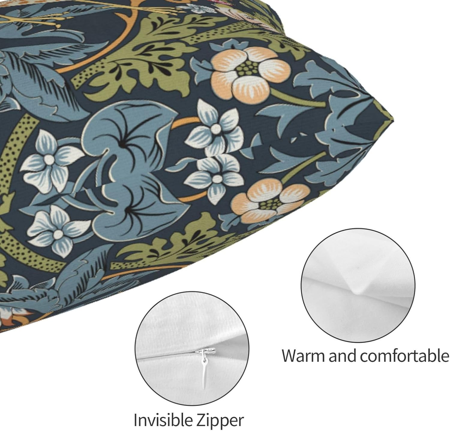 William Morris Vintage Floral Bird Strawberry Thief 20x12 inches Pillow Cover, Outdoor Farmhouse Pillow Cover Home Decor for Couch Sofa