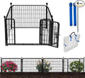 ADAVIN Dog Playpen Outdoor, 24in(H) x 9.8Ft(L) 4 Panels Animal Fence for Yard, Low Threshold Gate,Black Metal Garden Fencing, Temporary Fence for Puppy and Small Dogs, Dog Play Pen for RV Camping
