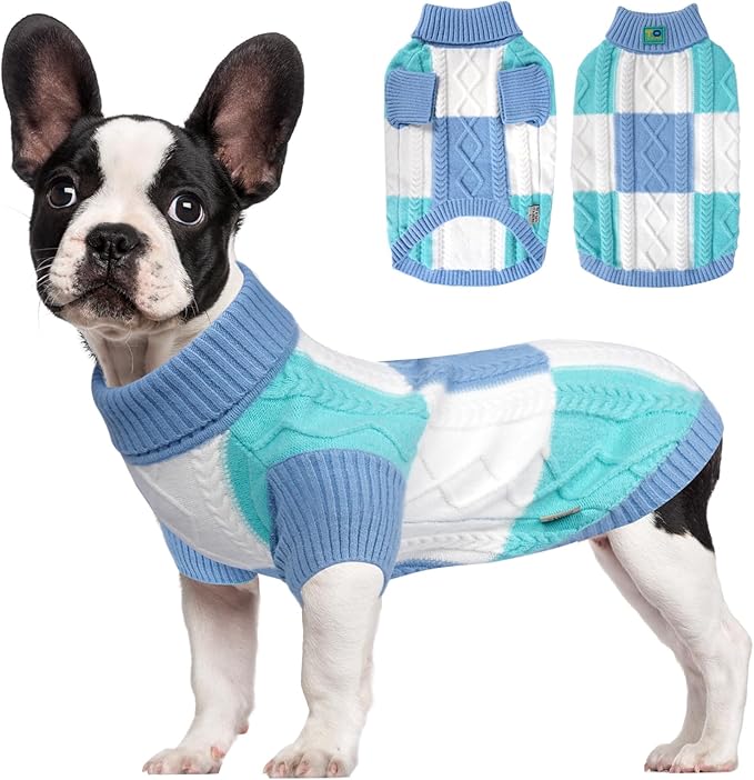 Pet Sweaters,Turtleneck Pullover Dog Sweater,Pet Sweaters for Dogs,Pet Clothes,Pet Clothing,Suitable for All Types of Dogs and Most Seasons (Blue Group,L)