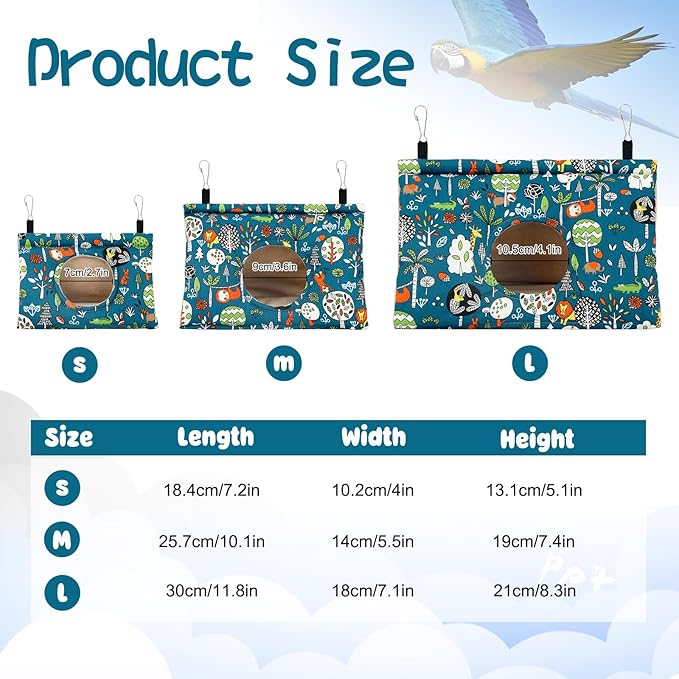 Rypet Winter Warm Bird Nest House - Hanging Hammock Velvet Shed Hut Cage Plush Fluffy Birds Hideaway Sleeping Bed Fuzzy for Parrot Parakeet Cockatiels Budgies Lovebird Small（Blue）