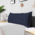 Large Bolster Reading Pillow King Backrest Positioning Support Pillow Daybed Cushion Headboard Pillows for Bed Bunk Sofa with Removable Cover, Dark Blue, 76x3x20 Inch