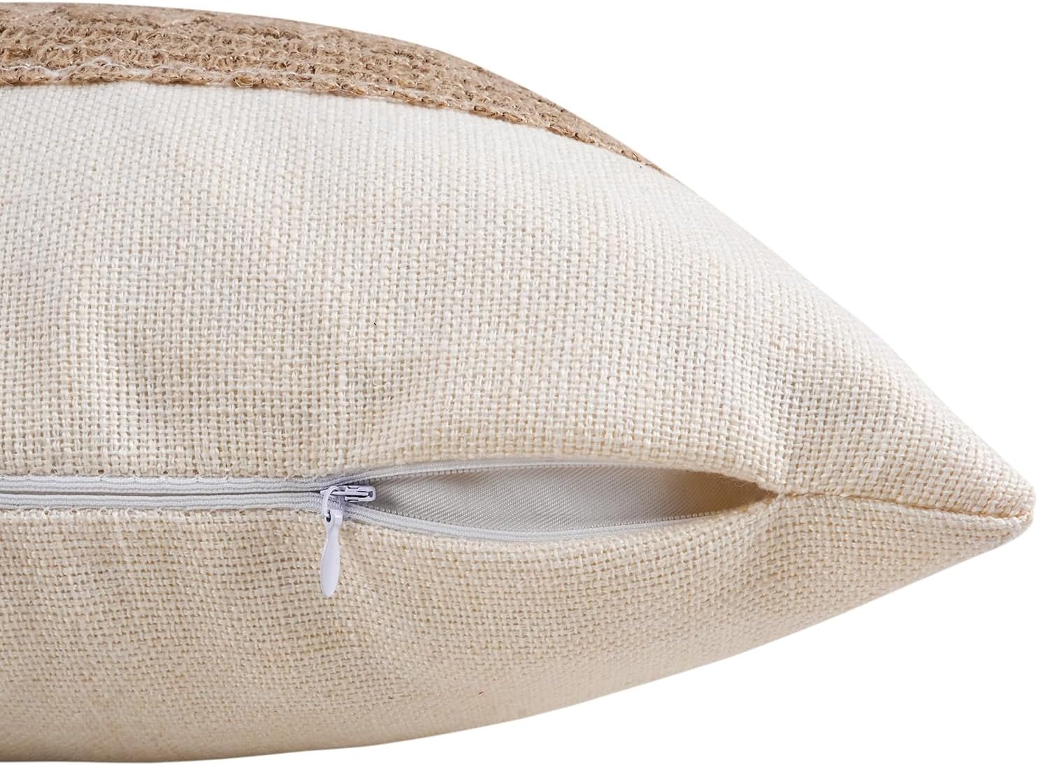 Pyonic Pack of 2 Boho Throw Pillow Covers 18x18 Inch Farmhouse Decorative Throw Pillows for Bed Sofa Living Room,Beige Modern Cushion Cover Couch Pillows Cover Home Decor