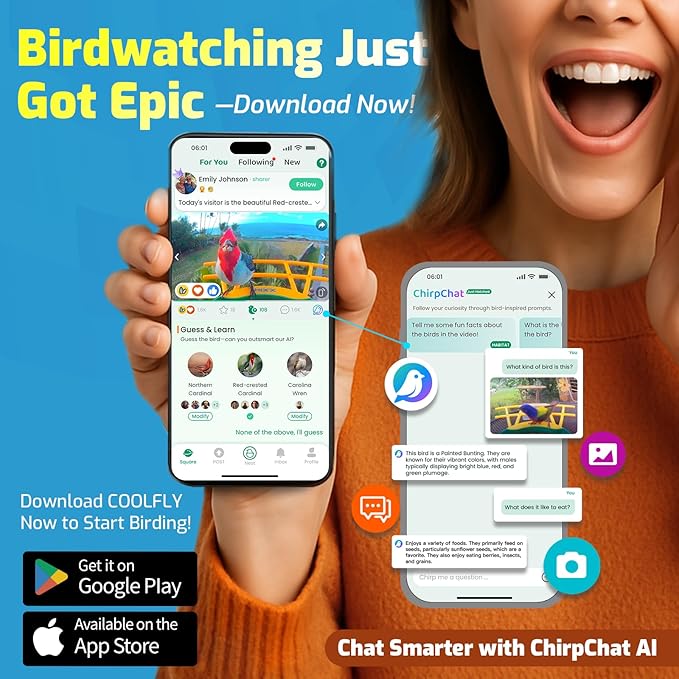 HIXX Smart Bird Feeder with Camera, AI Identify Birds & Auto Capture, 2K HD Live Camera Birdwatching with Color Night Vision for Bird Lovers Gifts Include Magnetic Toy