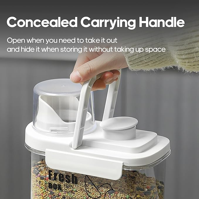 1.7 Qt/1.6 L Bird Seed Storage Container with Lids Airtight Measuring Cup, Bird Seed Dispenser Pet Food Container Are Used to Store Bird Food, Chicken Feed BPA Free (1.6L, Green)