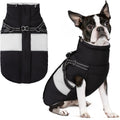 SUNFURA Dog Winter Coat, Waterproof Dog Coat Jacket with Harness for Medium Dogs Boys Girls, Reflective Fleece Lined Pet Snow Jacket Sweaters for Pug, Jack Russel, Boston Terrier, Black M
