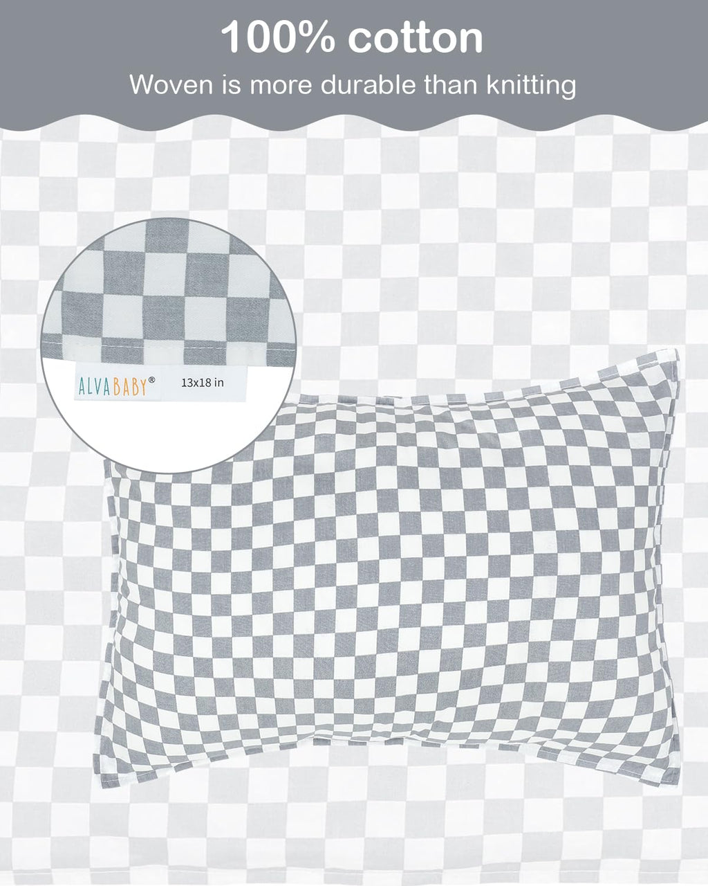 ALVABABY Toddler Pillowcases 2 Pack Organic Cotton Kids Pillow Cover Fit 13"x 18" or 12"x28" Envelope for Girl Boy Sleepy Travel 2TPW34A