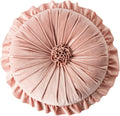 S SSOY Velvet Round Pillow - Ruffle Home Decoration, 13.7in