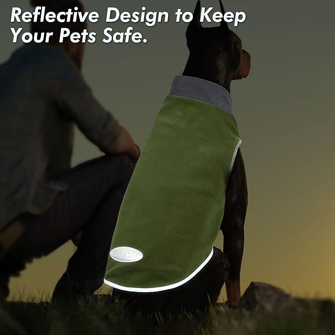 cyeollo 2 Pack Dog Sweater Fleece Vest Dog Sweatshirt Reflective Lightweight Doggie Clothes for Small Dogs Boy Girl Pet Apparel Grass Green, Grey, M